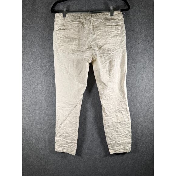 Free People Pants Women 30 White Mid Rise Embossed Skinny Floral Boho Hippie - Picture 6 of 9